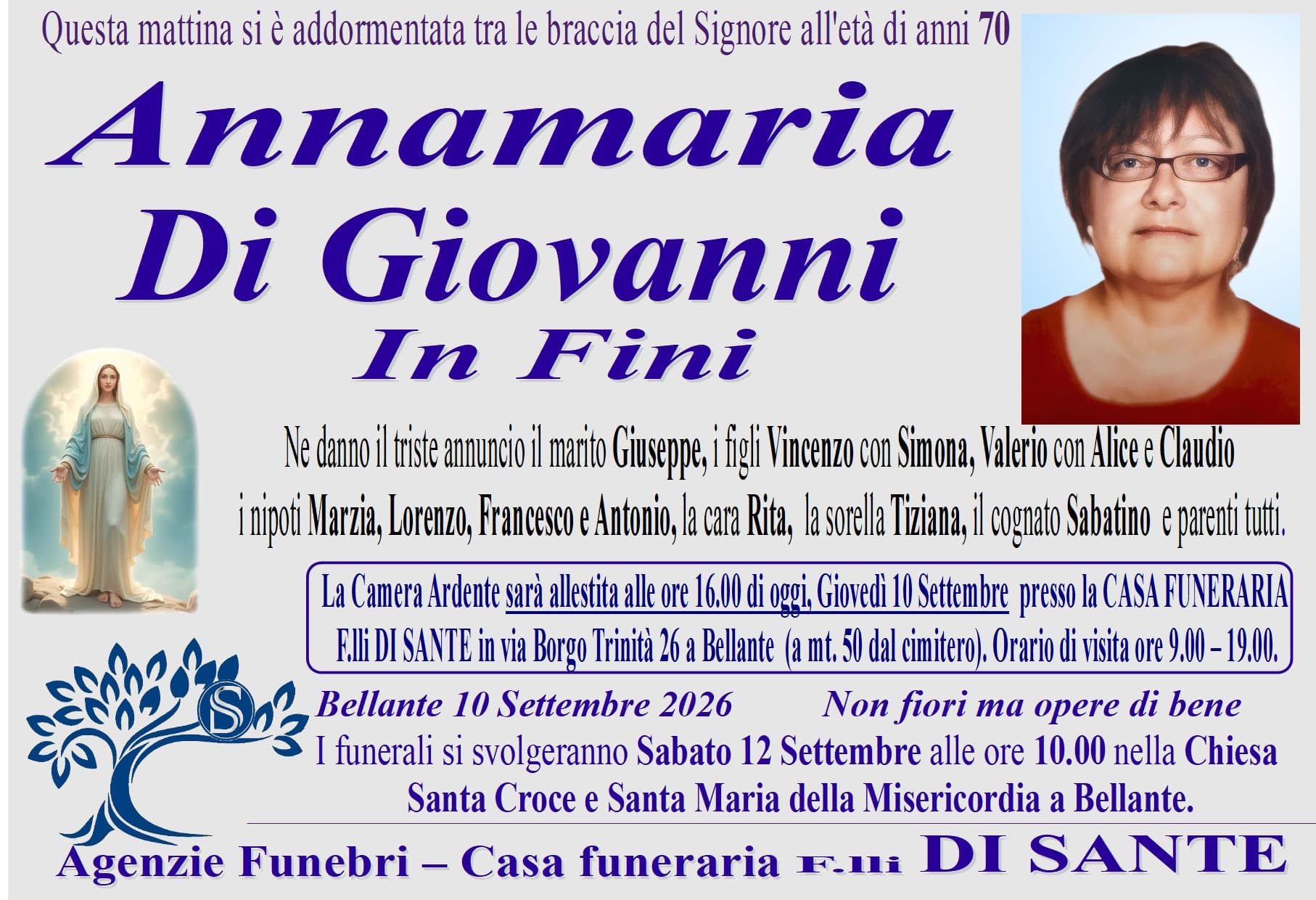 Necrologio di Annamaria Di Giovanni
