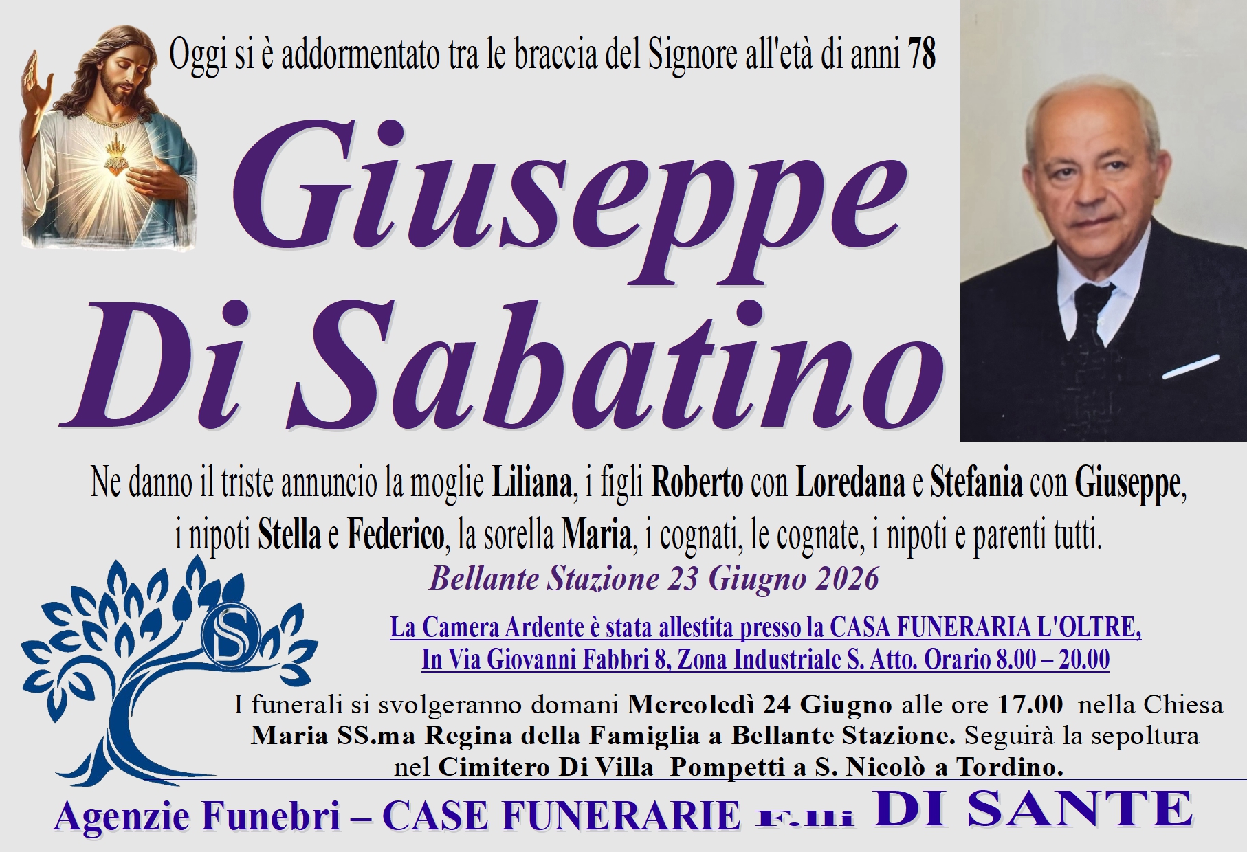 Necrologio di Giuseppe Di Sabatino
